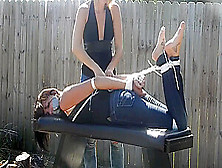 Duct Taped Hogtied Gagged Outdoor