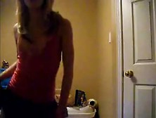Teen Megan Dances In Red Shirt And Skirt. Mpg