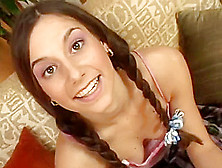 Young Brunette Teen With Pigtails Gets Her Cherry Popped