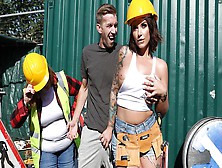 Busty Construction Worker Ivy Lebelle And Her Friend Love Their Job Because A Big Part Of It Is Catcalling Every Stud That Walks