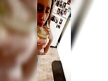 Bimbo Piss Whore Drinking Her Own Piss And Squirting On The Floor