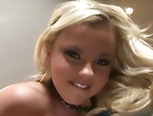 Frisky Blonde Bree Olson With Sexy Legs Clad In Black Stockings Touches Her Cunt