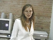 Horny Office Slut Plays With Her Pussy