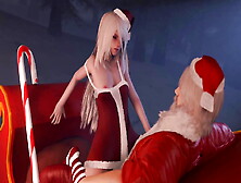 Cute Little Chrismas Slut Riding Santa In His Sled