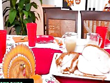Red Haired Stepsisters Arietta Adams & Cherry Fae Share Stud After Thanksgiving Lunch - Familystrokes