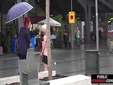Lezdom Redhead Milf Shows Teen Bondservant Outdoor In Public