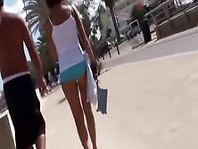 Brunette Girl Likes Wearing Mini Shorts In Public