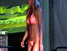 Blonde Sluts Orange Bikini Contest Swimsuit
