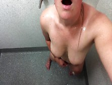 Horny Slut Fingers Pussy And Ass In Public Gym Shower | Redhotlover83