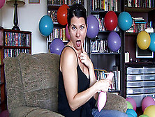 Hot Woman Blows Air In Balloon To Grow Bigger