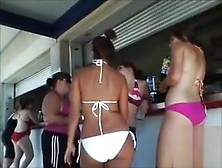 Gorgeous Maids Having A Drink In Their Bikinis