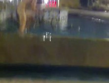 Naked Drunk Guy Swimming In Fountain