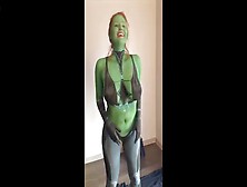Body Painting With A Redhead With Good Equipment