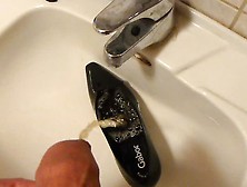 Piss In Wifes Black Patent Classic Court Shoe