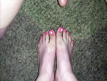 Jizz On Alluring Girlfriend Light Pink Feet And Toes
