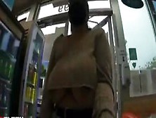 Brave Girl Flashes Big Boobs At Gas Station