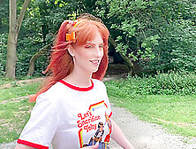 Redhead Teen Alex Harper With Pigtails Does A Photoshoot In The Woods