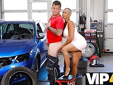 Rim4K.  Blonde With Giants Tits Licks Car Mechanics Ass And Gets Fucked