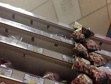 Grocery Store Upskirt With A Hot Brunette Girl