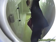 Plugged Asian Teen Peeing