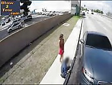 Babe Sucks Off Tow Truck Drivers Cock