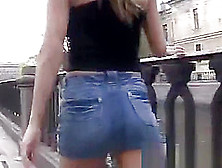 Sexy Blonde Girl In Miniskirt