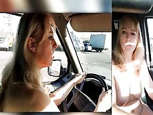 Blonde Milf Gets Horny Driving The Car And Plays With Herself