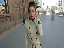 053 - Latex Trench Coat And Catsuit In Public