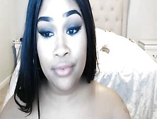 Chubby Ebony Girl Is Sucking A Dildo And Teasing Her Fans On Webcam