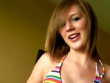 Beautiful Teen With Blue Eyes Sucking And Talking Dirty