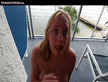 Enema – Housewife Gets Spunk On Her Face On The Balcony