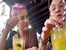 Homemakers Share Their Love For Each Other In A Hot Lesbian Bar-Style Session