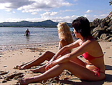 Sharka Blue And Sabine Mallory Enjoy Rough Threesome At The Beach