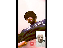 Old Man And Young Boy Having A Video Call Fun