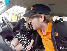 Pigtailed Chesty Blonde Pounds Driving Tutor