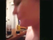 Dude Tapes His Ponytailed Gf Having Fun With A Dildo On A Chair