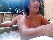 Brunette Milf With Large Melons Masturbates Under Shower