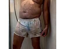 Showering In My Sexy Old Adidas White Liverpool Nylon Football Shorts From The 80's