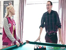 College Chick Loves Playing Billiards