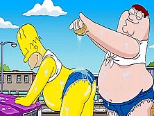 Homer Simpson And Peter Griffin Sexy Car Wash