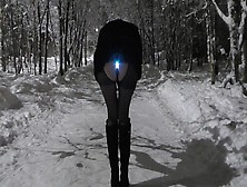Public Winter Walk Backlit In The Butt