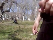 Flash And Contact With Girl In Park