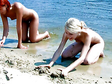 Skinny And Young Nudist Ladies Fool Around On The Beach