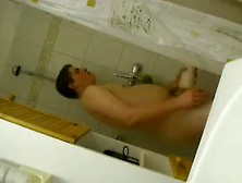 Teen Boy Stroking With His Fleshlight In Shower