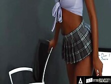 Babe Ebony Stepsisters Go Wild Into College Classroom During Their Break