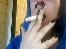 Chubby Babe In Black Lipstick Smoking Cork Tip 100 - Close Up