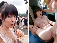 Festival Girl Fucked Hard In Campervan!!! Double Cum To Huge Squirting Pussy