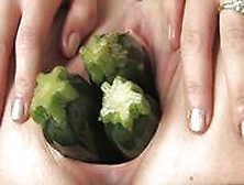 Lilith Busty Stunning Brunette Introducing Three Zucchinis I...