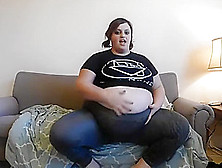 Bbw On Sofa Rubbing Belly