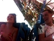 Girl Completely Loses Top On Coaster (No Bra)